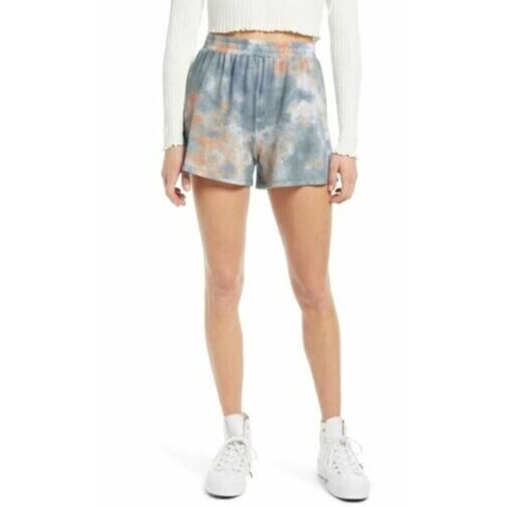 All in Favor Women's French Terry Tie Dye Comfy Shorts Blue-Org X-Small MSRP $29